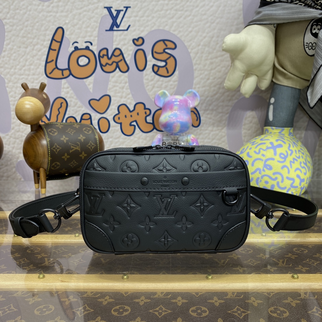 Louis Vuitton Handbags Messenger Bags Black Grid Monogram Canvas Casual M82542