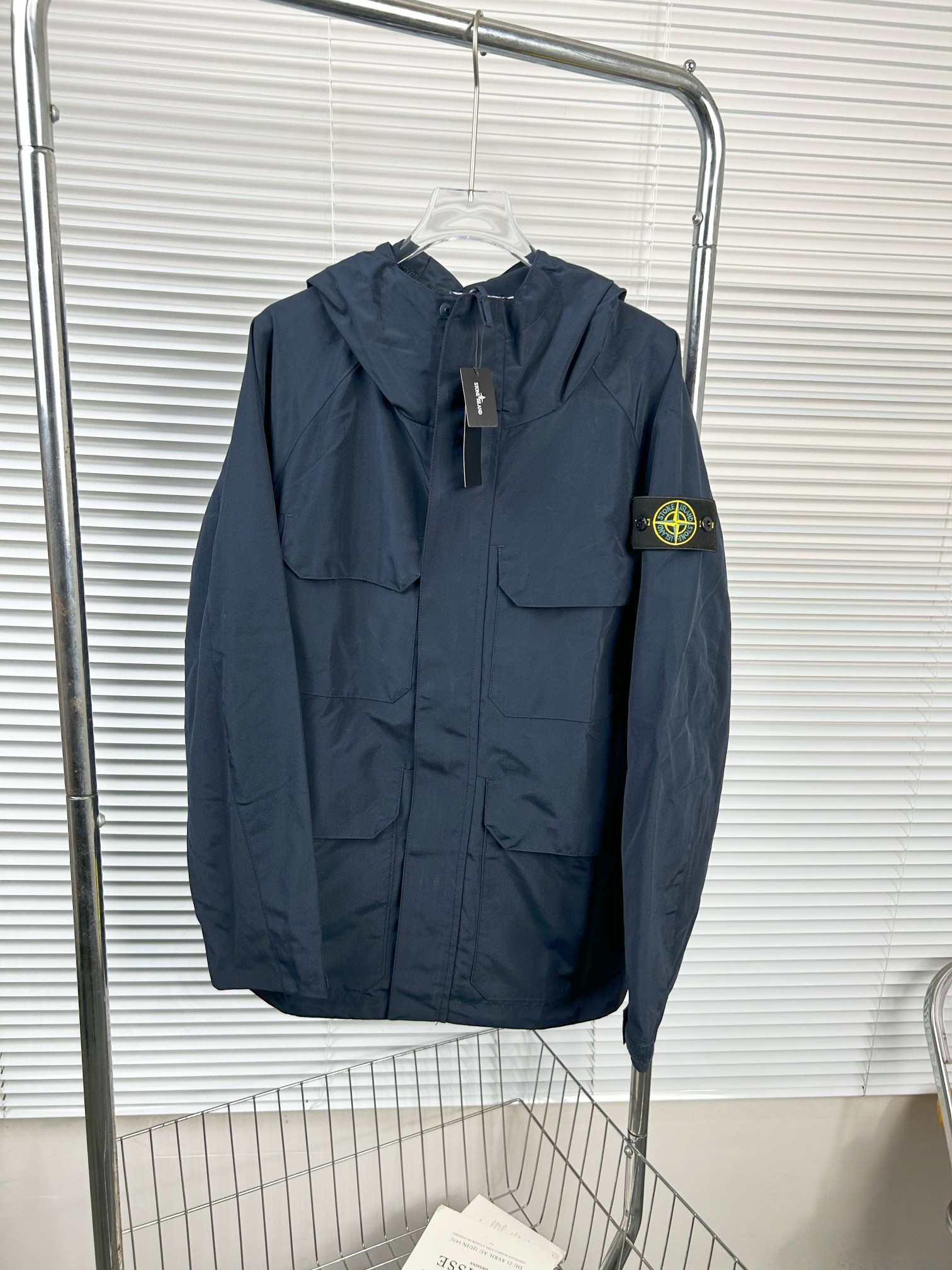 Stone Island Clothing Coats & Jackets Blue Embroidery Spring Collection Hooded Top