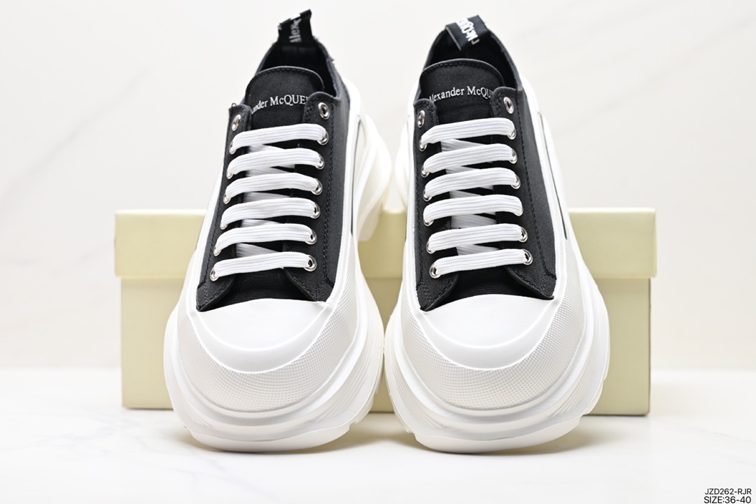 High quality McQueen canvas shoes Alexander McQueen new color thick-soled canvas shoes