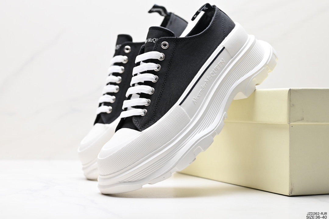 High quality McQueen canvas shoes Alexander McQueen new color thick-soled canvas shoes