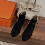 Hermes Buy Short Boots Calfskin Chamois Cowhide Genuine Leather Sheepskin Fall/Winter Collection Fashion