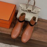 Hermes Short Boots Calfskin Chamois Cowhide Genuine Leather Sheepskin Fall/Winter Collection Fashion