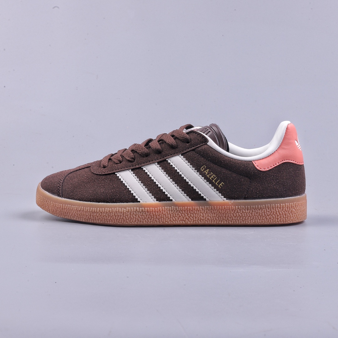 140 YH Adidas Originals Gazelle 90 羚羊90复刻版系列板鞋“翻毛褐棕橘粉白生胶底” IF3233