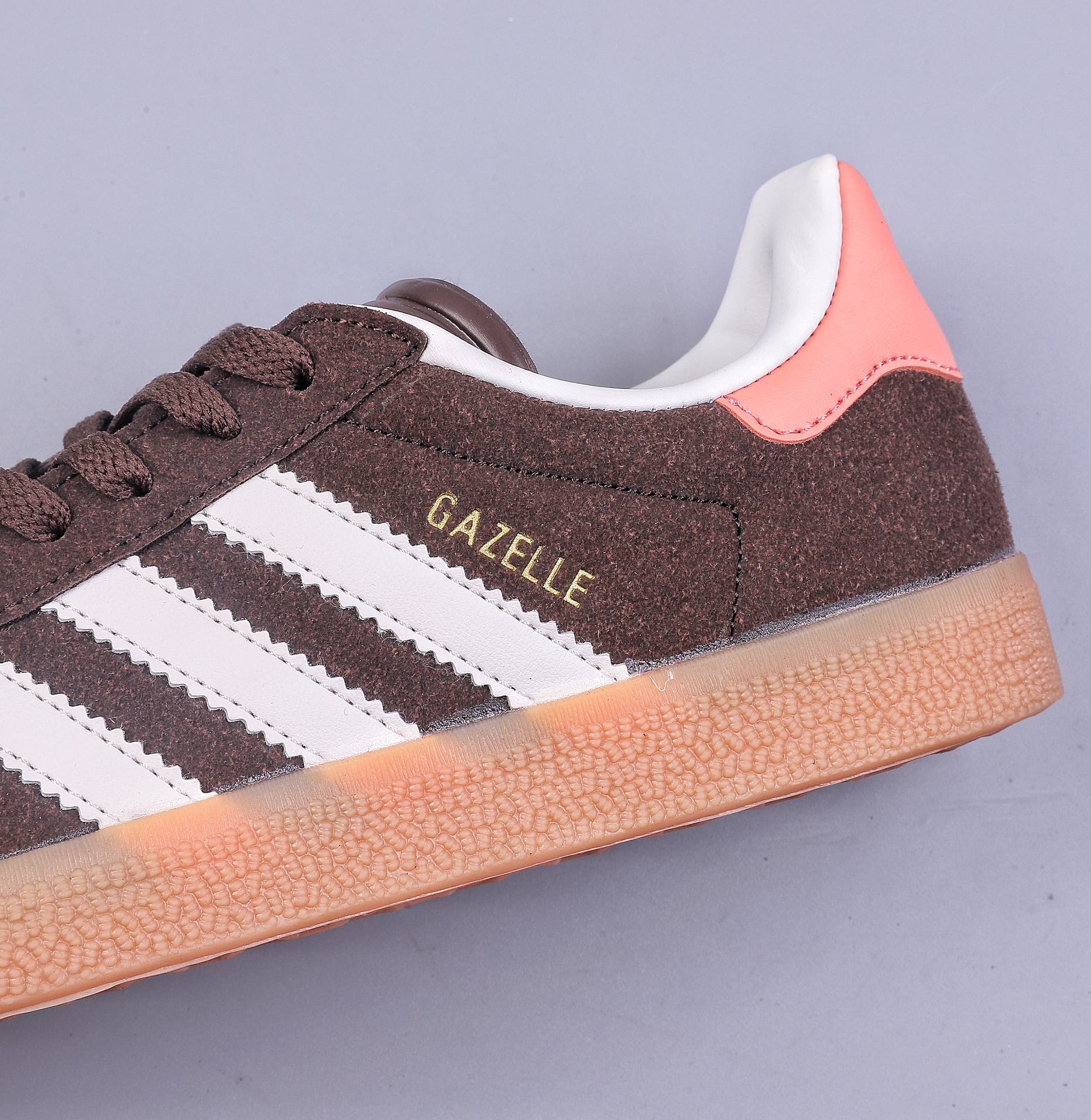 140 YH Adidas Originals Gazelle 90 羚羊90复刻版系列板鞋“翻毛褐棕橘粉白生胶底” IF3233