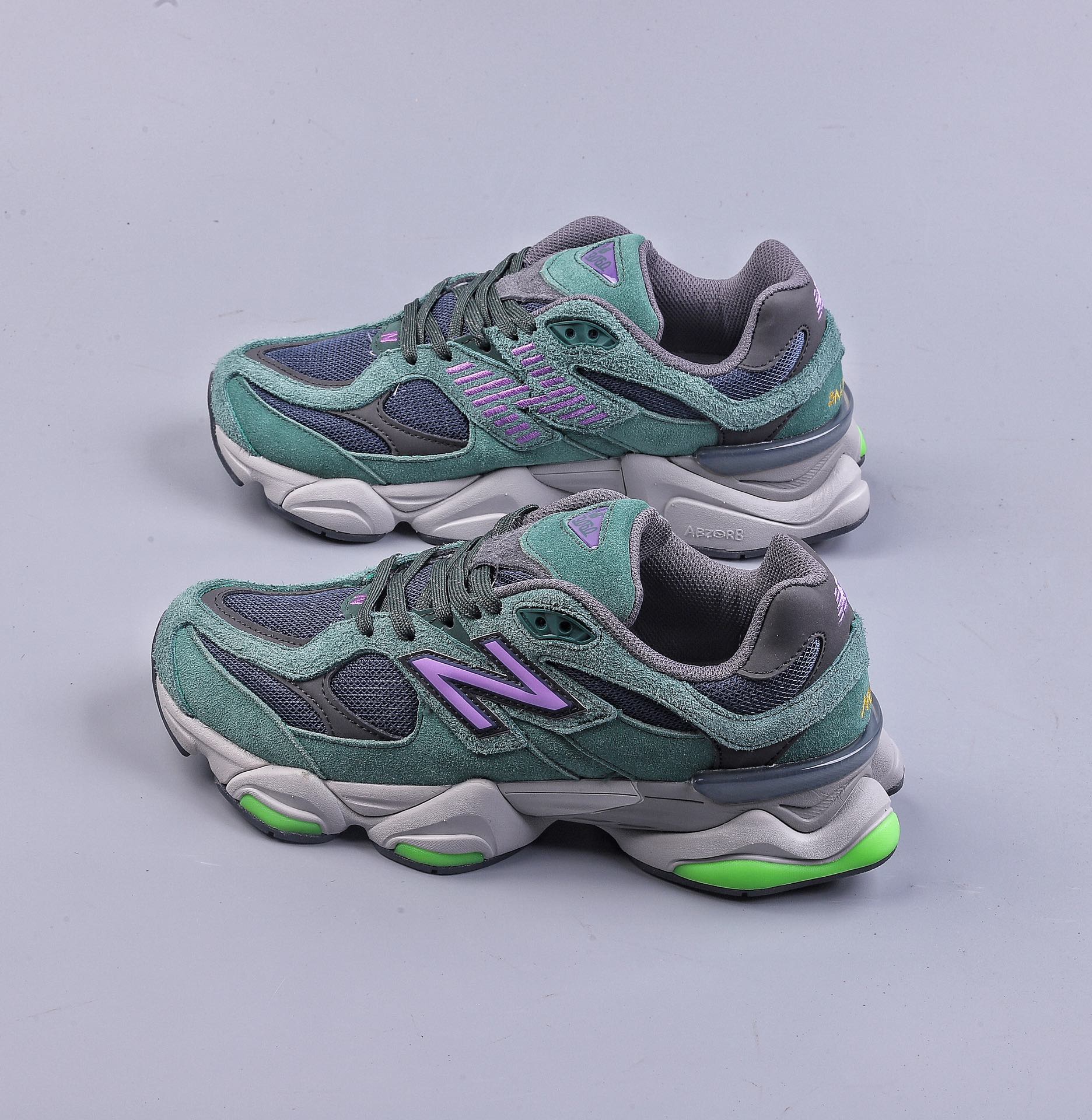 New Balance 9060 ”Forest Green/Purple/Volt” series retro all-match dad style casual sports running shoes ”Forest Green Purple Fluorescent Green” U9060GRE