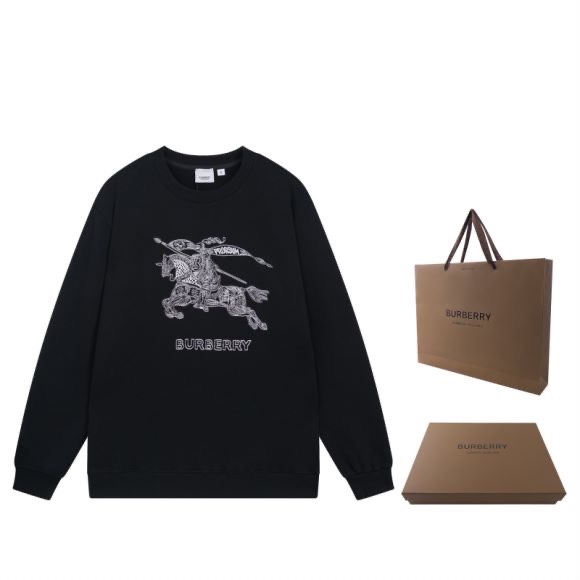 Burberry Clothing Sweatshirts T-Shirt Embroidery Cotton Silica Gel Spring Collection Fashion Casual