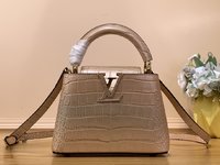 Louis Vuitton LV Capucines Bags Handbags Pink Cowhide Crocodile Leather Goat Skin Sheepskin Mini N48865