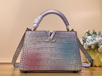 Top Grade Louis Vuitton LV Capucines Bags Handbags Light Purple Cowhide Crocodile Leather Goat Skin Sheepskin N48865