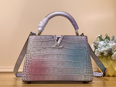 Louis Vuitton LV Capucines Bags Handbags Light Purple Cowhide Crocodile Leather Goat Skin Sheepskin N48865