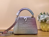 Louis Vuitton LV Capucines 1:1
 Bags Handbags Light Purple Cowhide Crocodile Leather Goat Skin Sheepskin Mini N48865