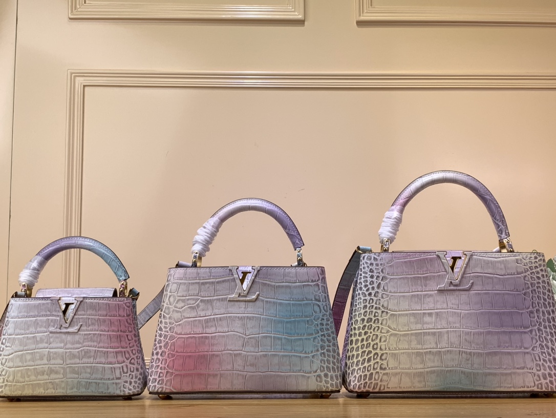 Styles & Where to Buy
 Louis Vuitton LV Capucines Bags Handbags Light Purple Cowhide N48865