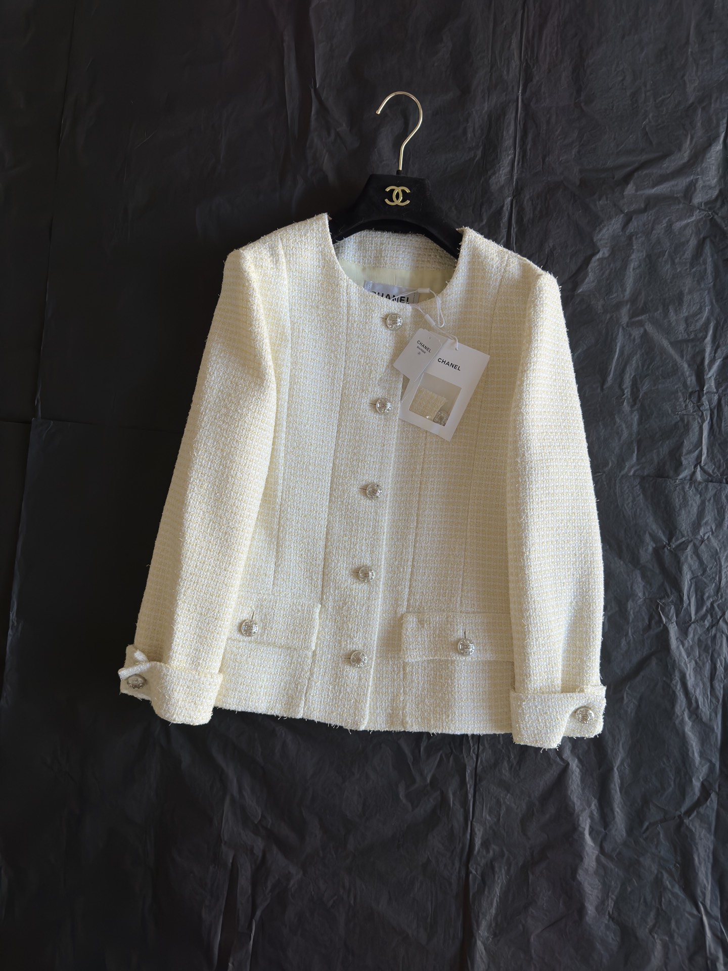 Chanel Clothing Coats & Jackets White Yellow Silk
