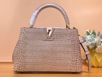 Unsurpassed Quality
 Louis Vuitton LV Capucines Bags Handbags Grey Light Gray Cowhide Crocodile Leather Goat Skin Sheepskin N48865