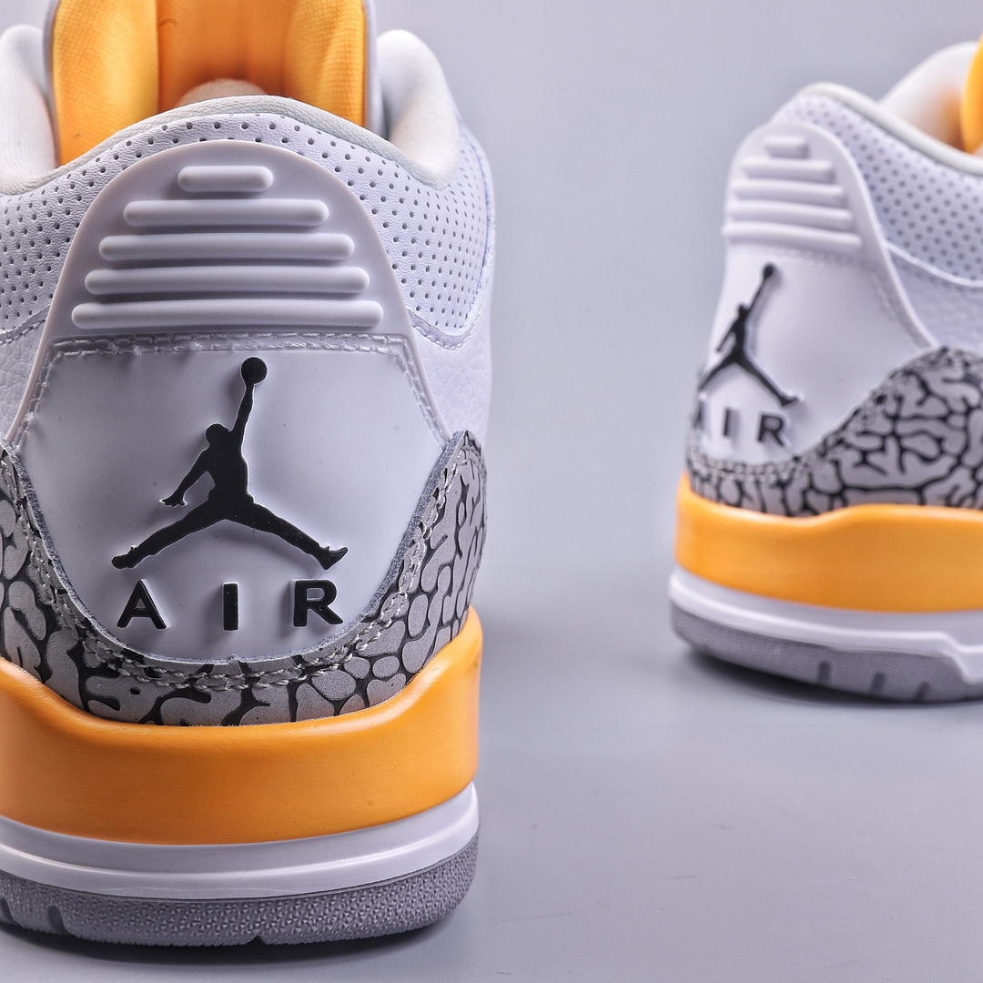 PB Air Jordan 3 Retro ”Laser Orange” 湖人白黄 潮流复古篮球鞋 CK9246-108