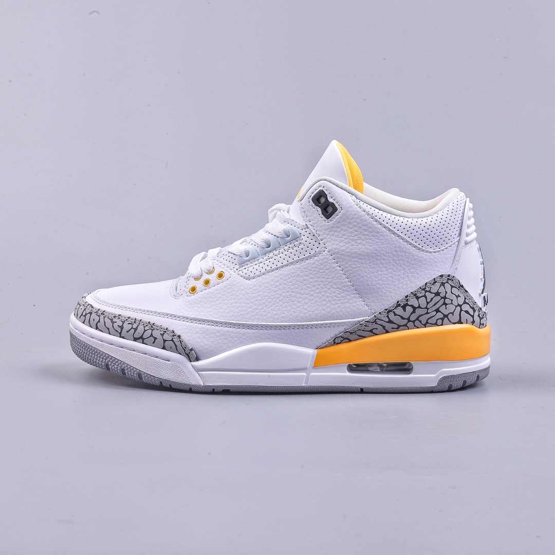 PB Air Jordan 3 Retro ”Laser Orange” 湖人白黄 潮流复古篮球鞋 CK9246-108