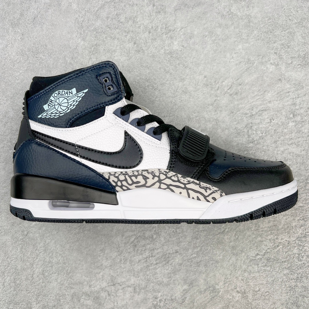 图片[8]-＃KZ神版 Air Jordan Legacy AJ312 复古篮球鞋 市场最强独一档产物 全套原纸板楦头开发 原厂大底磨具加持立体防滑纹理 原档数据后跟TPU子母扣魔术贴 原装可视Air Sole气垫 原汁原味最完美的312代版型 唯一正确鞋头趴度弧度高度鞋身腰线 进口港宝加持 后跟自然饱满 全鞋荧光划线卡点 追求极致完美 每一双都是工艺品 多重QC质检 超越公司货的品控标准 实实在在的免检产品 鞋身采用了皮革材质打造 横跨鞋面的魔术贴十分吸睛 侧面的Swoosh Logo的一部分被鞋面遮挡了一部分 颇具玩味 魔术贴上标有NK标识 而鞋舌上是Jordan的经典红色飞翼Logo 后跟和鞋底均采用了AJ3的设计 后跟上同样也使用了经典的爆裂纹图案 尺码：36 36.5 37.5 38 38.5 39 40 40.5 41 42 42.5 43 44 44.5 45 46 47.5-选品中心