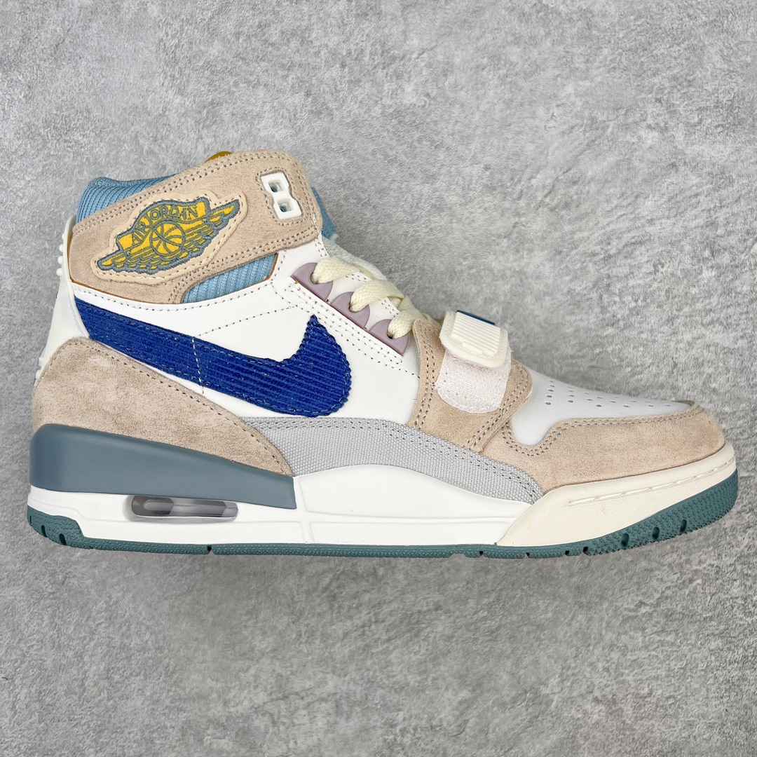 图片[4]-＃KZ神版 Air Jordan Legacy AJ312 复古篮球鞋 市场最强独一档产物 全套原纸板楦头开发 原厂大底磨具加持立体防滑纹理 原档数据后跟TPU子母扣魔术贴 原装可视Air Sole气垫 原汁原味最完美的312代版型 唯一正确鞋头趴度弧度高度鞋身腰线 进口港宝加持 后跟自然饱满 全鞋荧光划线卡点 追求极致完美 每一双都是工艺品 多重QC质检 超越公司货的品控标准 实实在在的免检产品 鞋身采用了皮革材质打造 横跨鞋面的魔术贴十分吸睛 侧面的Swoosh Logo的一部分被鞋面遮挡了一部分 颇具玩味 魔术贴上标有NK标识 而鞋舌上是Jordan的经典红色飞翼Logo 后跟和鞋底均采用了AJ3的设计 后跟上同样也使用了经典的爆裂纹图案 尺码：36 36.5 37.5 38 38.5 39 40 40.5 41 42 42.5 43 44 44.5 45 46 47.5-选品中心