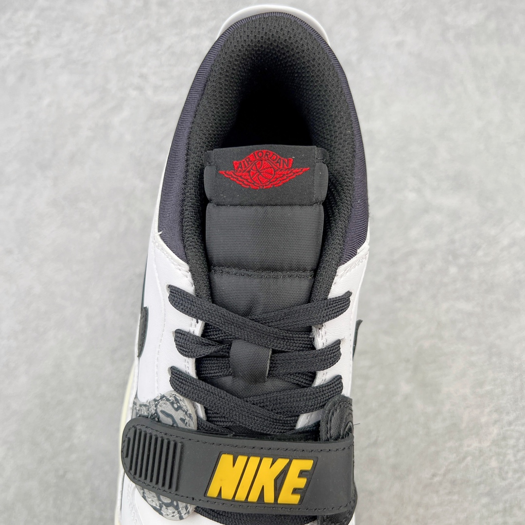 图片[5]-💰220 ＃KZ神版 Air Jordan Legacy AJ312 Low 低帮复古篮球鞋 白紫黄 CD7069-006 市场最强独一档产物 全套原纸板楦头开发 原厂大底磨具加持立体防滑纹理 原档数据后跟TPU子母扣魔术贴 原装可视Air Sole气垫 原汁原味最完美的312代版型 唯一正确鞋头趴度弧度高度鞋身腰线 进口港宝加持 后跟自然饱满 全鞋荧光划线卡点 追求极致完美 每一双都是工艺品 多重QC质检 超越公司货的品控标准 实实在在的免检产品 鞋身采用了皮革材质打造 横跨鞋面的魔术贴十分吸睛 侧面的Swoosh Logo的一部分被鞋面遮挡了一部分 颇具玩味 魔术贴上标有NK标识 而鞋舌上是Jordan的经典红色飞翼Logo 后跟和鞋底均采用了AJ3的设计 后跟上同样也使用了经典的爆裂纹图案 SIZE：36 36.5 37.5 38 38.5 39 40 40.5 41 42 42.5 43 44 44.5 45 46 47.5 编码：by2936090-运动鞋