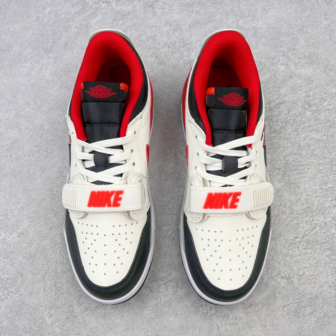 图片[2]-💰220 ＃KZ神版 Air Jordan Legacy AJ312 Low 低帮复古篮球鞋 白黑红 FJ7221-101 市场最强独一档产物 全套原纸板楦头开发 原厂大底磨具加持立体防滑纹理 原档数据后跟TPU子母扣魔术贴 原装可视Air Sole气垫 原汁原味最完美的312代版型 唯一正确鞋头趴度弧度高度鞋身腰线 进口港宝加持 后跟自然饱满 全鞋荧光划线卡点 追求极致完美 每一双都是工艺品 多重QC质检 超越公司货的品控标准 实实在在的免检产品 鞋身采用了皮革材质打造 横跨鞋面的魔术贴十分吸睛 侧面的Swoosh Logo的一部分被鞋面遮挡了一部分 颇具玩味 魔术贴上标有NK标识 而鞋舌上是Jordan的经典红色飞翼Logo 后跟和鞋底均采用了AJ3的设计 后跟上同样也使用了经典的爆裂纹图案 SIZE：36 36.5 37.5 38 38.5 39 40 40.5 41 42 42.5 43 44 44.5 45 46 47.5 编码：by2936090-运动鞋