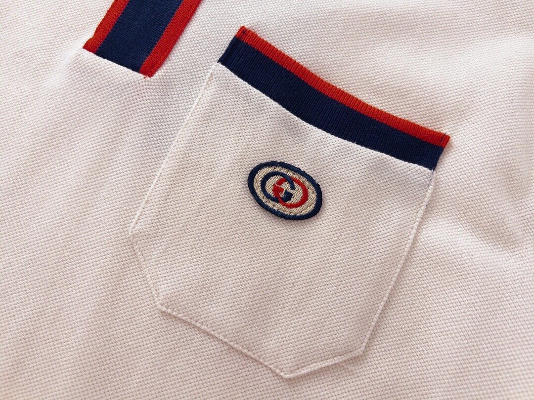 Gucci/古驰 24ss 经典口袋刺绣双G Polo短袖