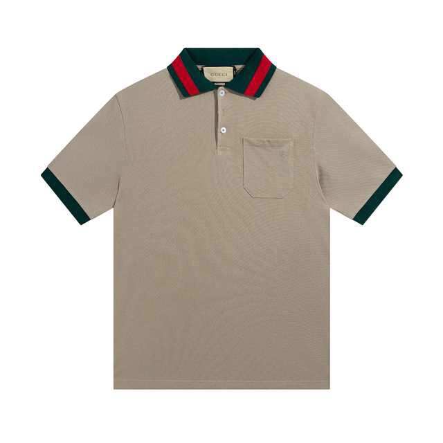 Shop Designer Replica
 Gucci Clothing Polo T-Shirt Khaki Embroidery Unisex Short Sleeve