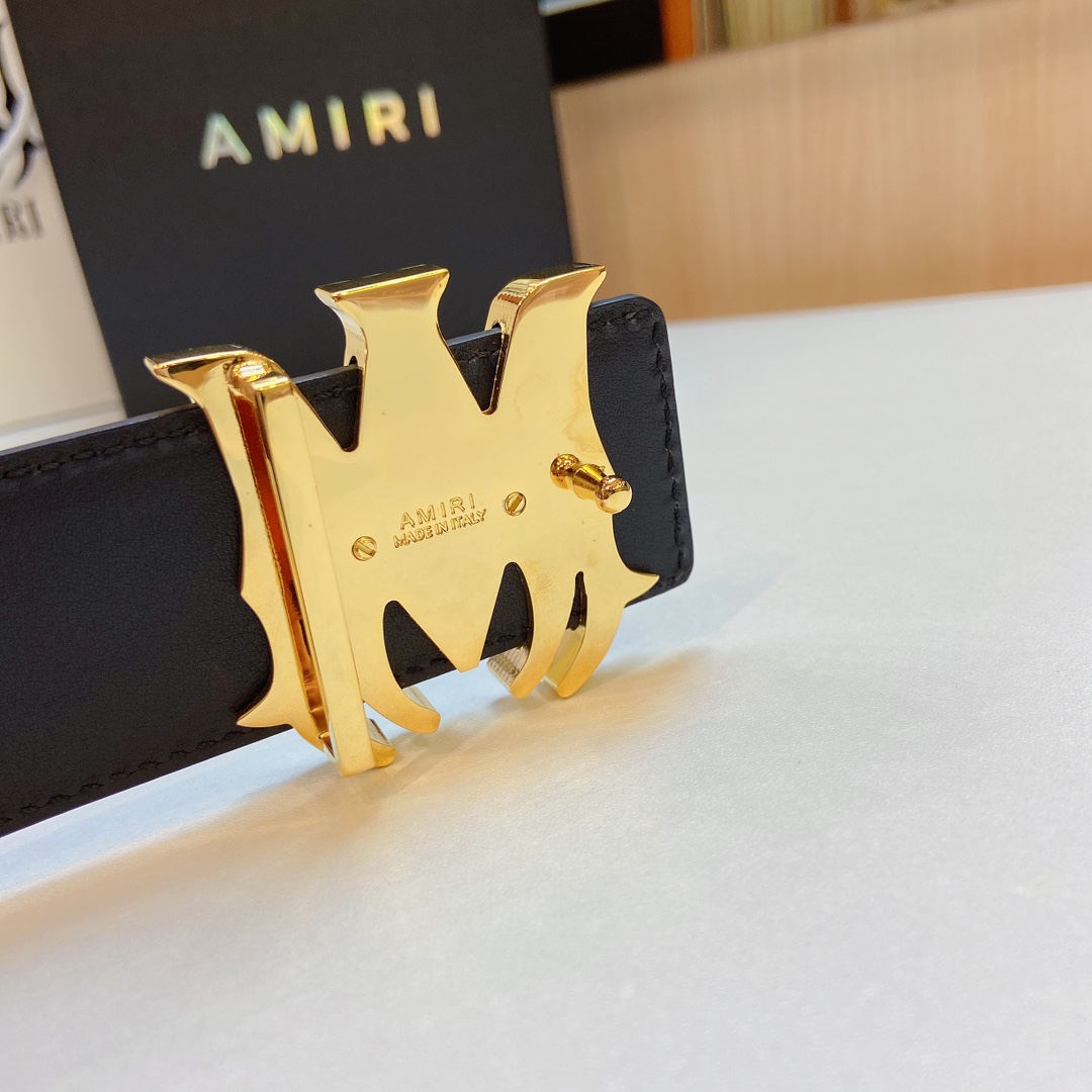 AMIRI新品F92系列NAA皮带特色麦克阿米里图案精品五金扣搭配双面进口小牛皮潮范十足宽度3.8cm