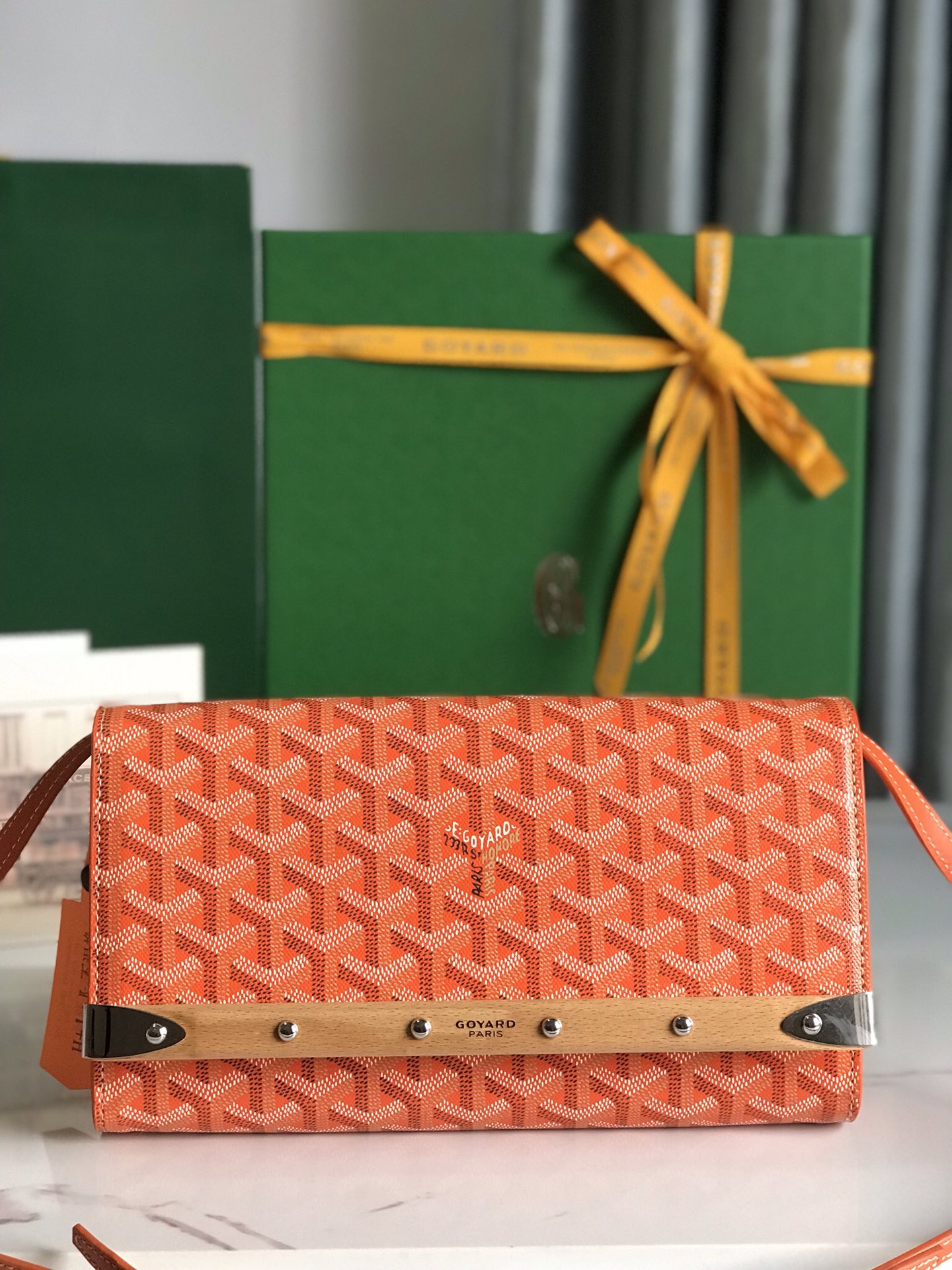 Goyard Monte Carlo Orange Clutch with Adjustable Shoulder Strap 2 i1695213139 5028 0