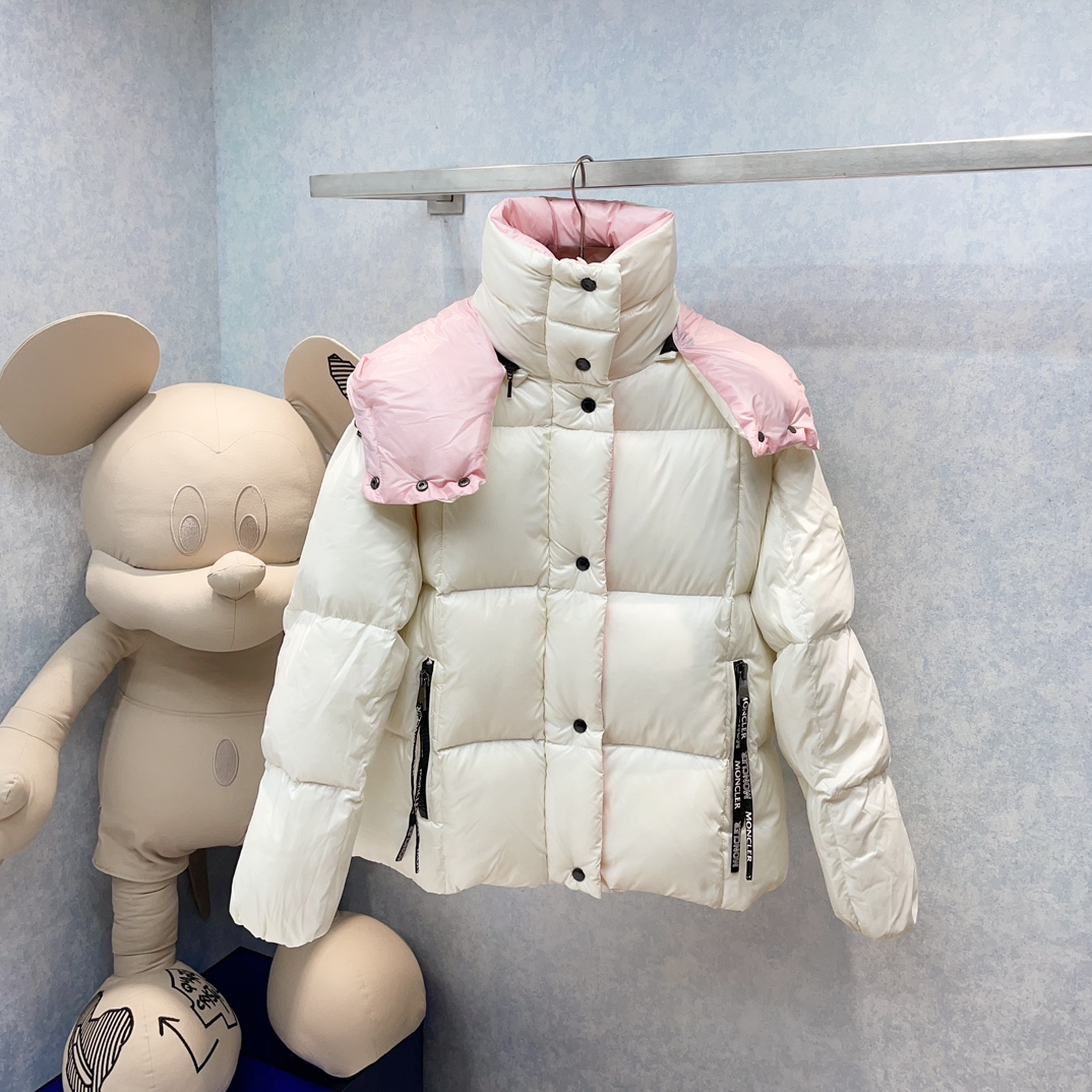 Moncler Clothing Down Jacket Pink White Women Goose Down Fall/Winter Collection Fashion