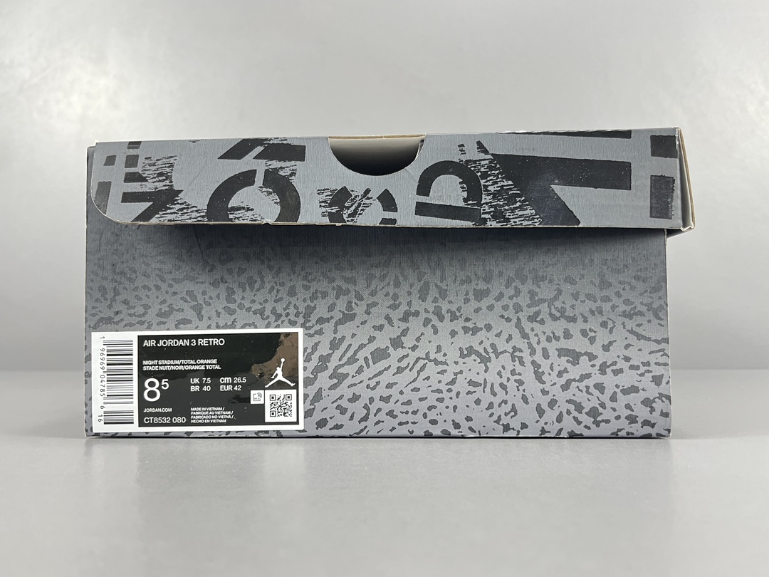  福利特价
【纯原：顶级AJ3】灰黑色 Jordan Air Jordan 3 Fear  潮流复古篮球