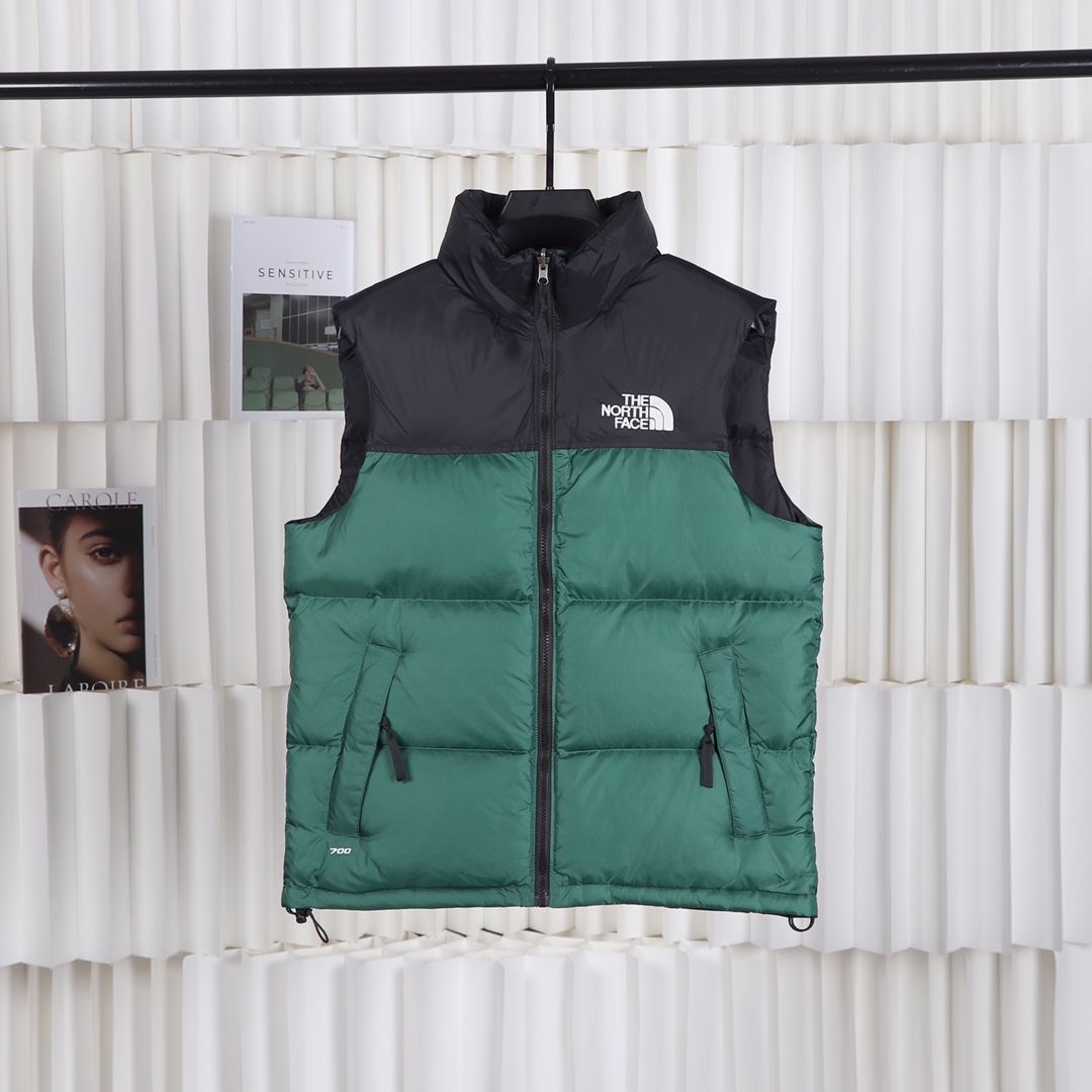 Buy AAA Cheap
 The North Face Clothing Waistcoats Outlet 1:1 Replica
 Green White Gold Hardware Nylon Polyester Duck Down