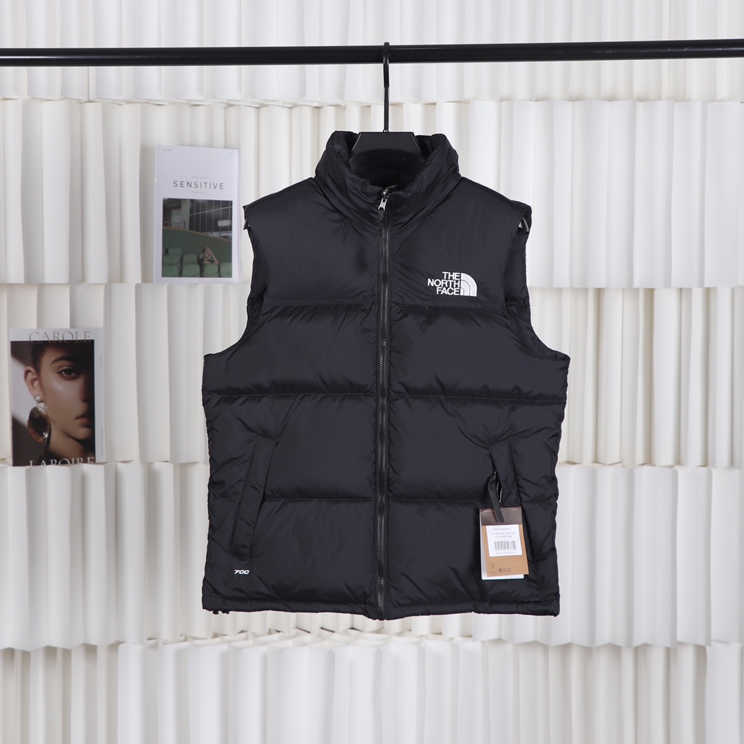 The North Face Clothing Waistcoats Black White Gold Hardware Nylon Polyester Duck Down