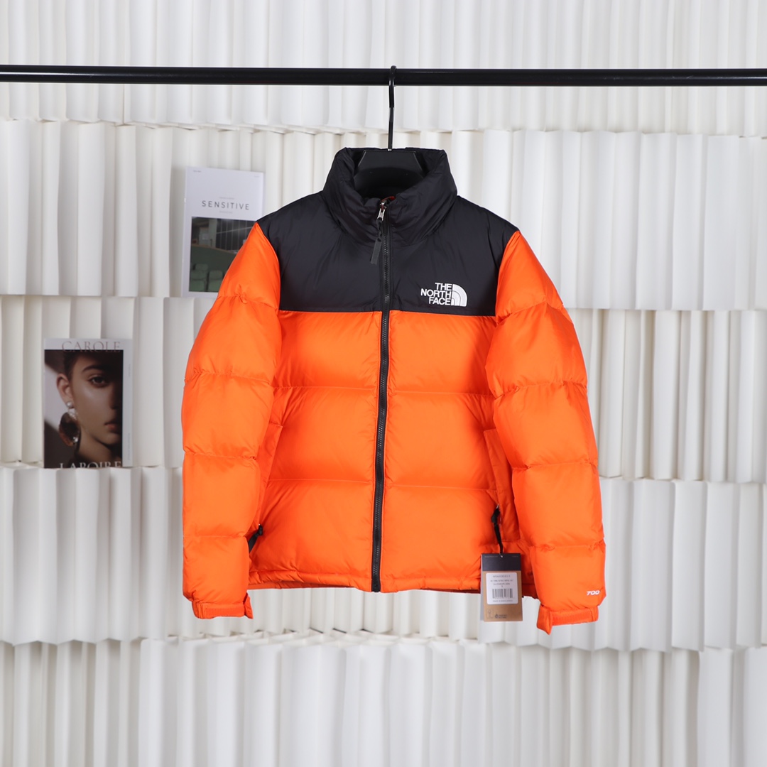 The North Face Clothing Down Jacket Orange White Embroidery Duck Down