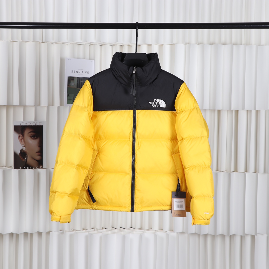 The North Face Clothing Down Jacket White Yellow Embroidery Duck Down