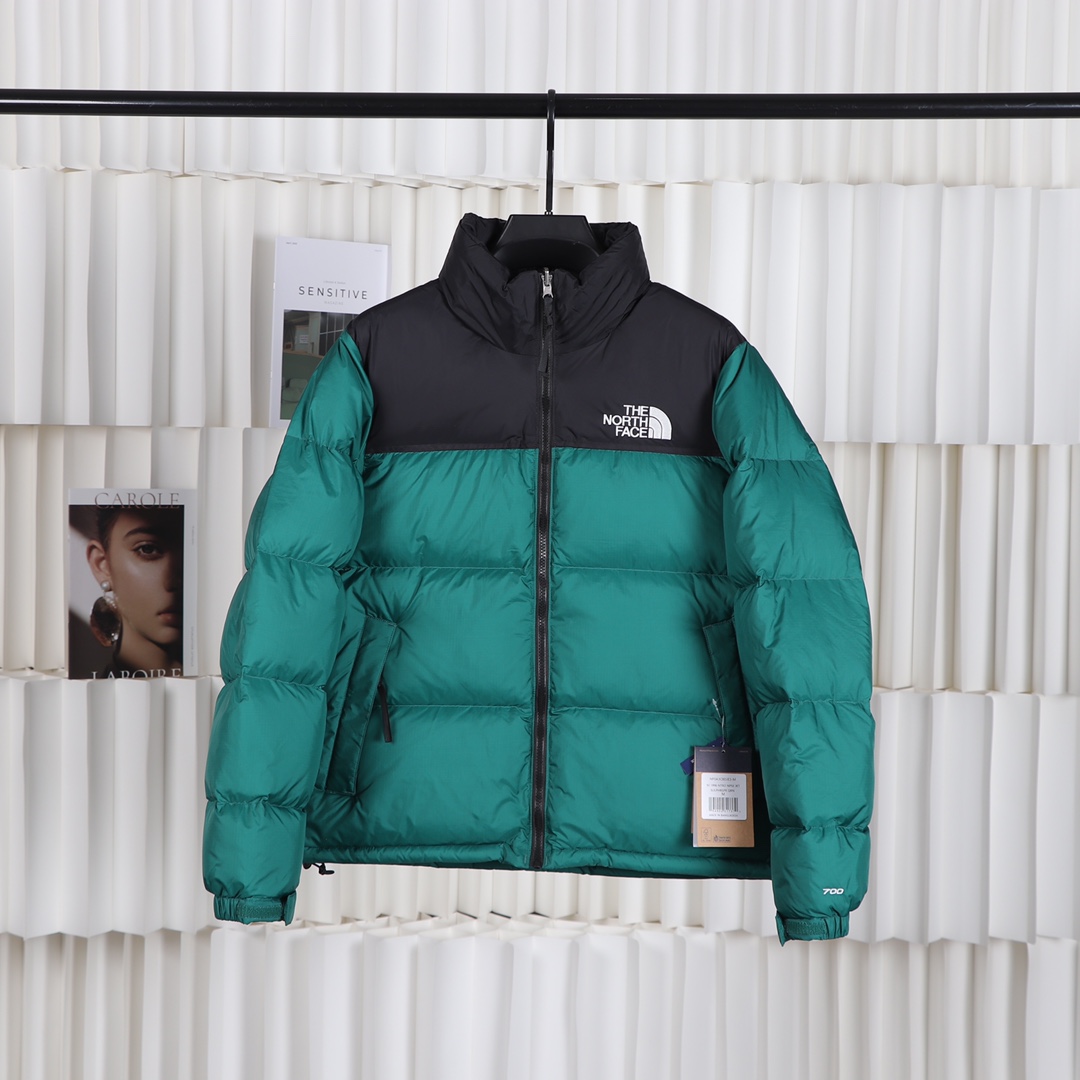 The North Face Clothing Down Jacket Dark Green White Embroidery Duck Down