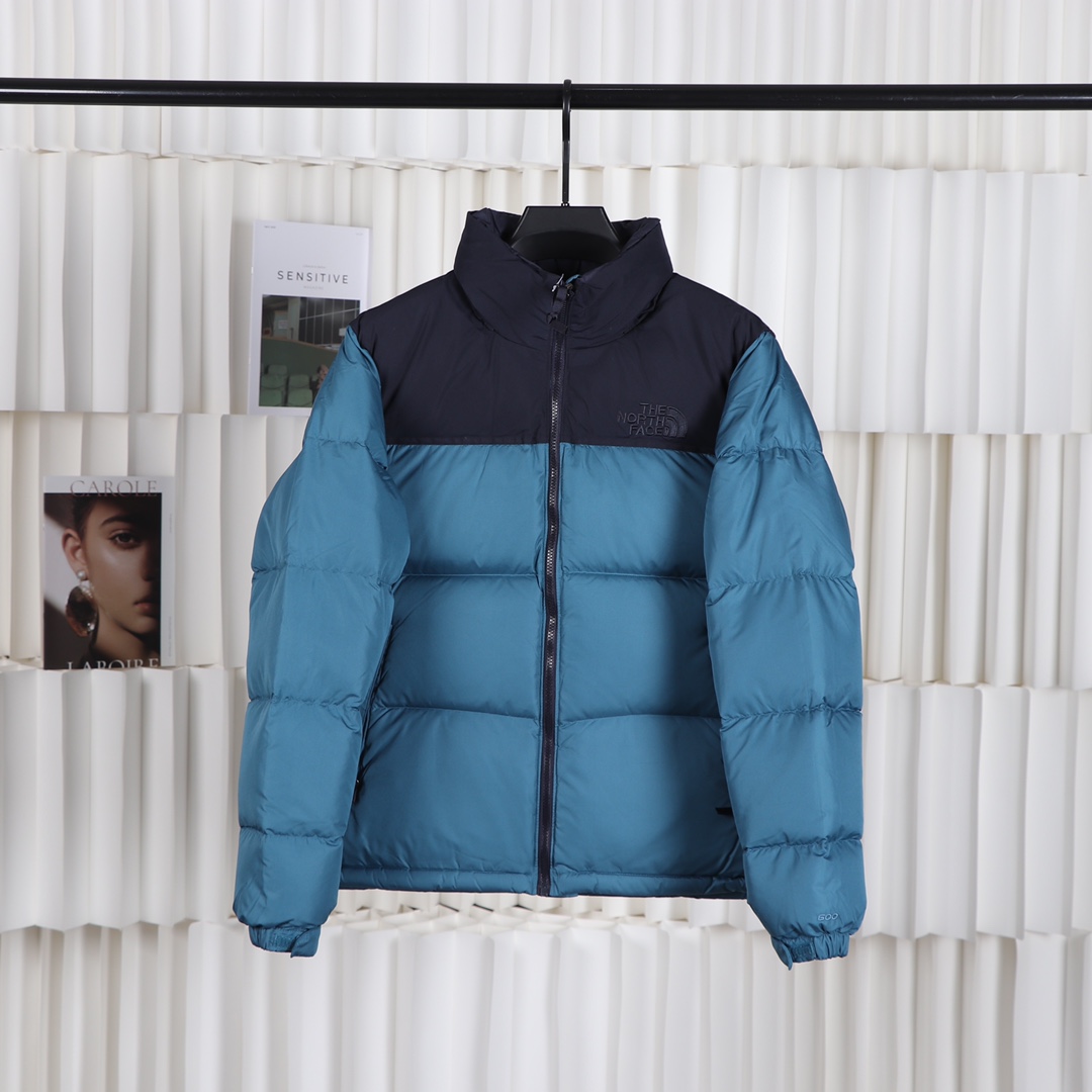 The North Face Clothing Down Jacket Blue White Embroidery Duck Down