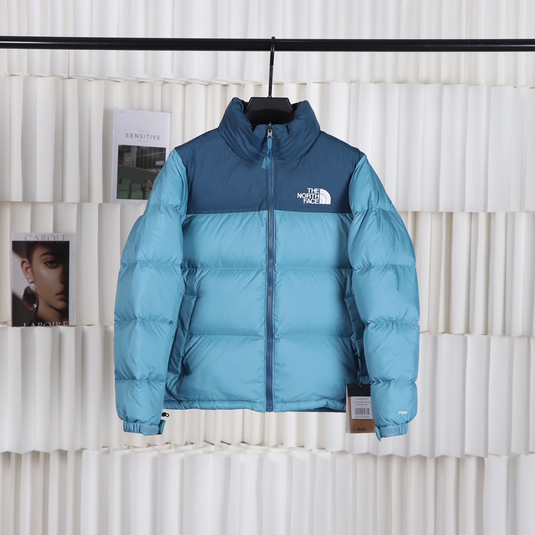 The North Face Clothing Down Jacket Blue White Embroidery Duck Down