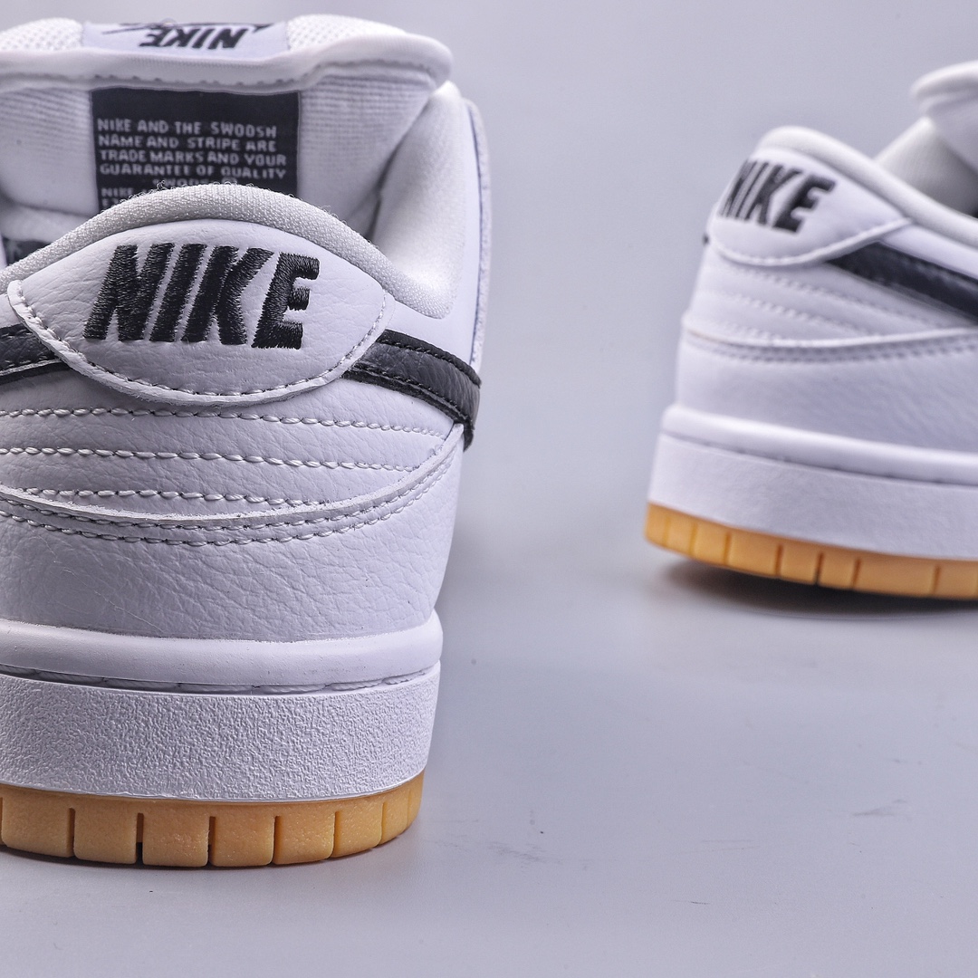 H version NK Dunk SB Low Pro ”white gum” white and black raw rubber low-top casual sports shoes CD2563-101