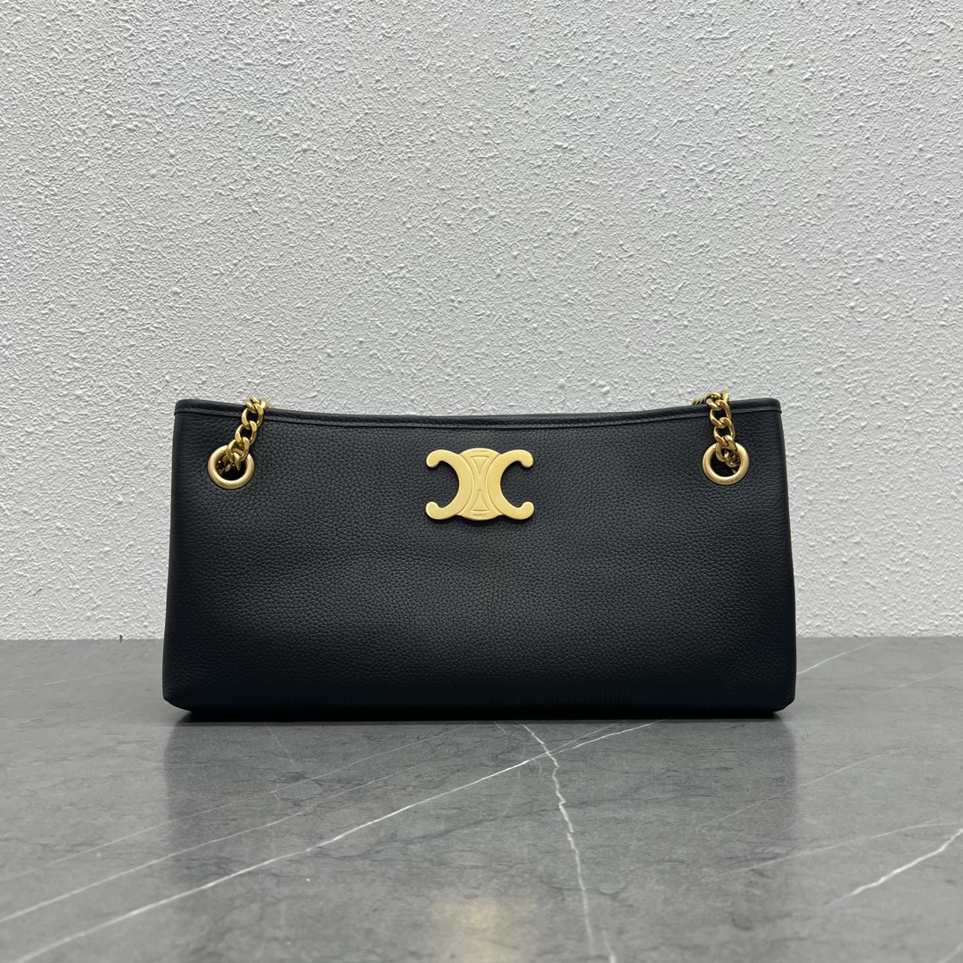 NO:197264,Genuine grade, new product launch, new double chain bag 23 years newspaper chain bag, very high-end gold chain combination, integrated chain and metal Arc de Triomphe logo, the overall texture is full, with a variety of back methods, snap-button opening and closing, which can meet different occasions and outfits. The design is as versatile as ever, super beautiful, with full aura, it is simply not too suspicious!  Model number 114253 Color black Size 31x16x6cm, Celine, Celine, Celine19860909正品级 新品上线 新款双链条包 23 年 newspaper chain bag 非常高级的金色链条搭配,融入链条及金属凯旋门 logo 整体质感拉满,多种背法,按扣开合,可满足不同场合及穿搭,设计一如既往百搭,超好看 气场全开 简直不要太吸精 ！ 款号114253 颜色黑色 尺寸31x16x6cm,赛琳celine,celine,celine,Bag