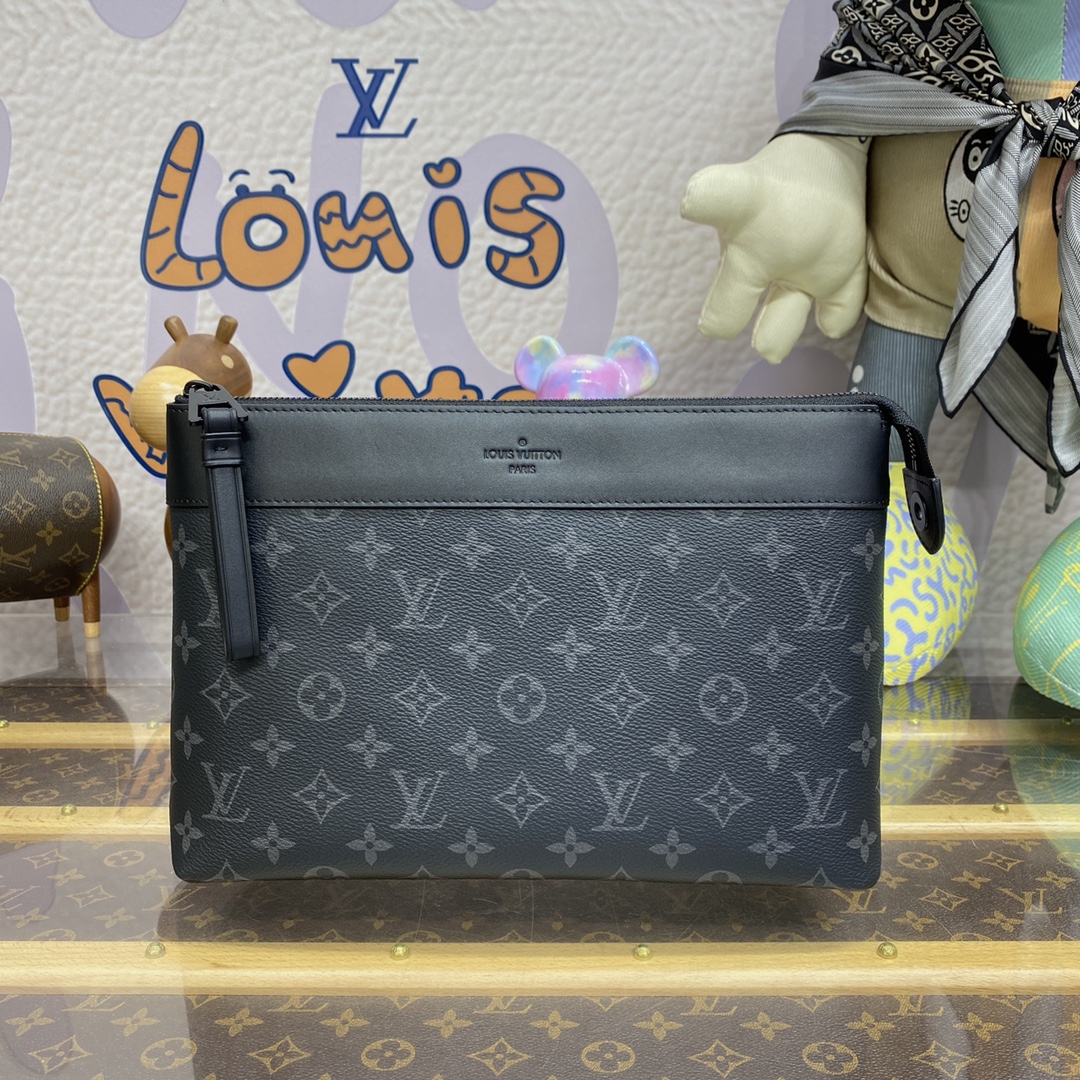 Louis Vuitton Clutches & Pouch Bags for sale cheap now
 Black Grid Monogram Eclipse Canvas Pochette M82543