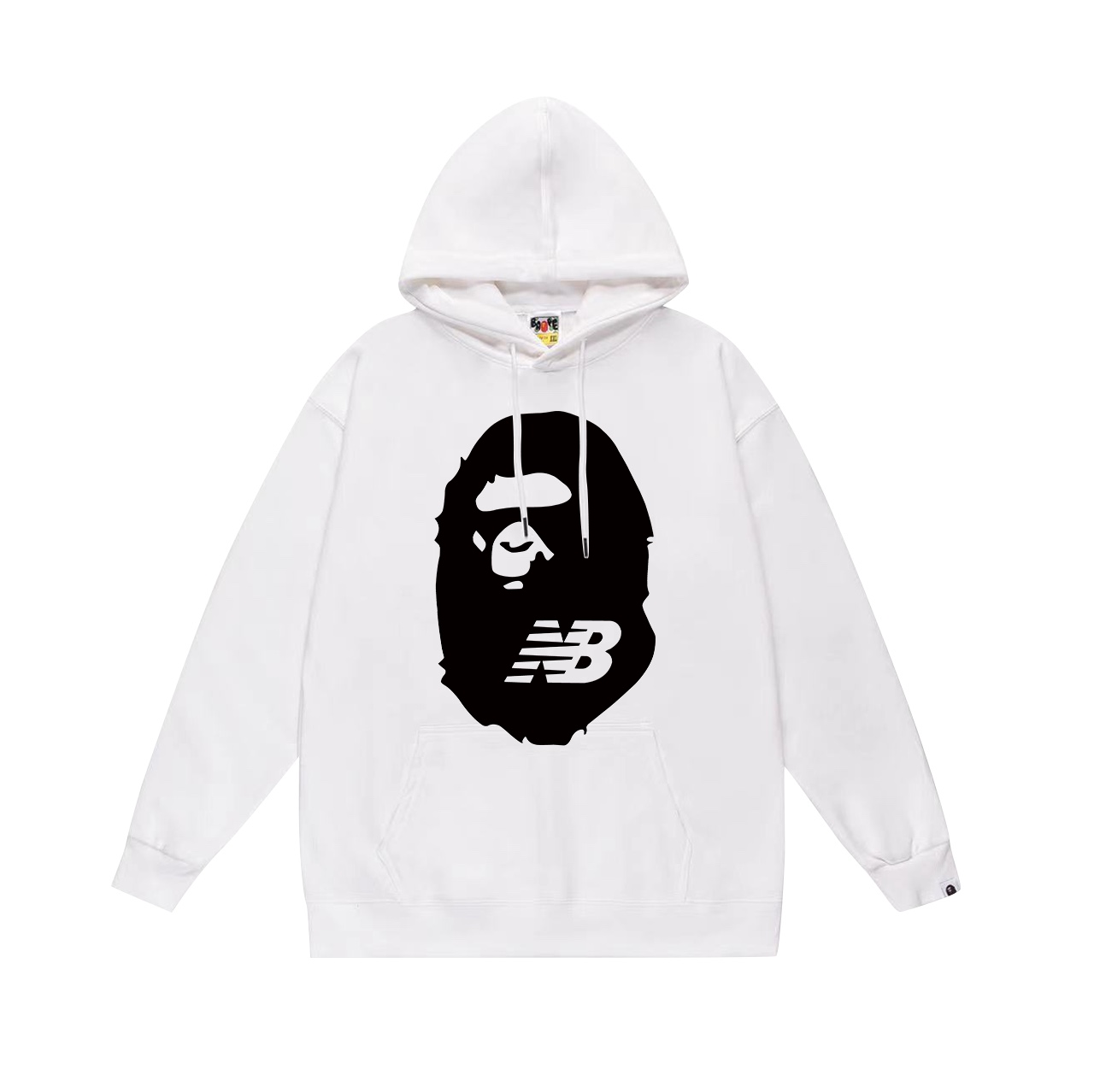 “Velvet Fur Hoodie: BAPE Ape Head & NB Letter Print, Unisex, Multiple Colors” - 图片 3