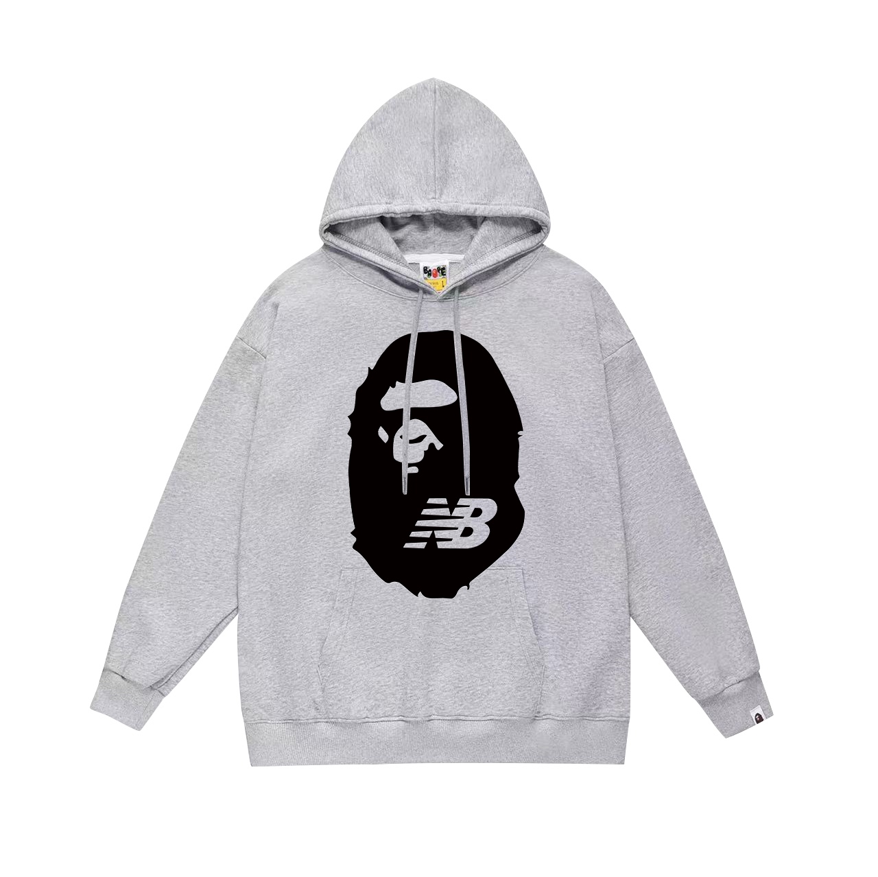 “Velvet Fur Hoodie: BAPE Ape Head & NB Letter Print, Unisex, Multiple Colors” - 图片 5