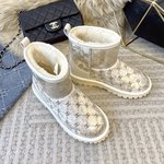 Online Sale
 Chanel Snow Boots Yellow Embroidery PVC Wool