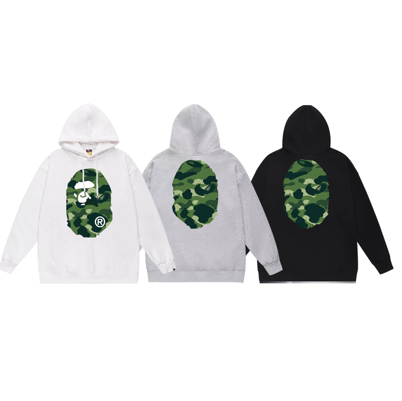 “BAPE Cyclops Velvet Hoodie: Double-Face Fur and Velvet, Black & Green, SM-XXL” - 图片 7