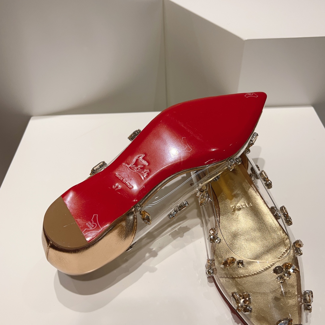 顶级版ChristianLouboutin2023s原版做货重工CL经典DEGRAQUEEN水晶高跟鞋︎