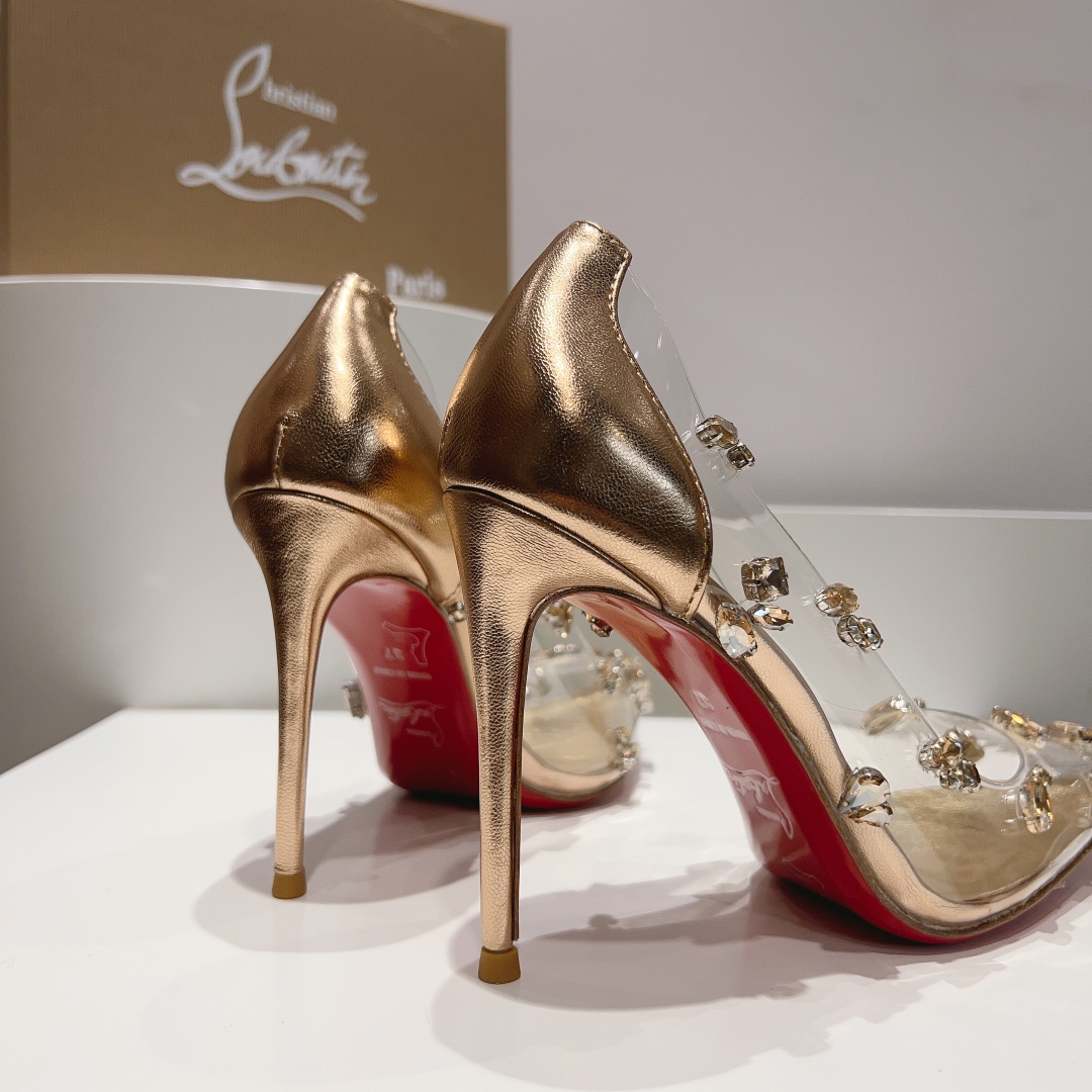 顶级版ChristianLouboutin2023s原版做货重工CL经典DEGRAQUEEN水晶高跟鞋︎