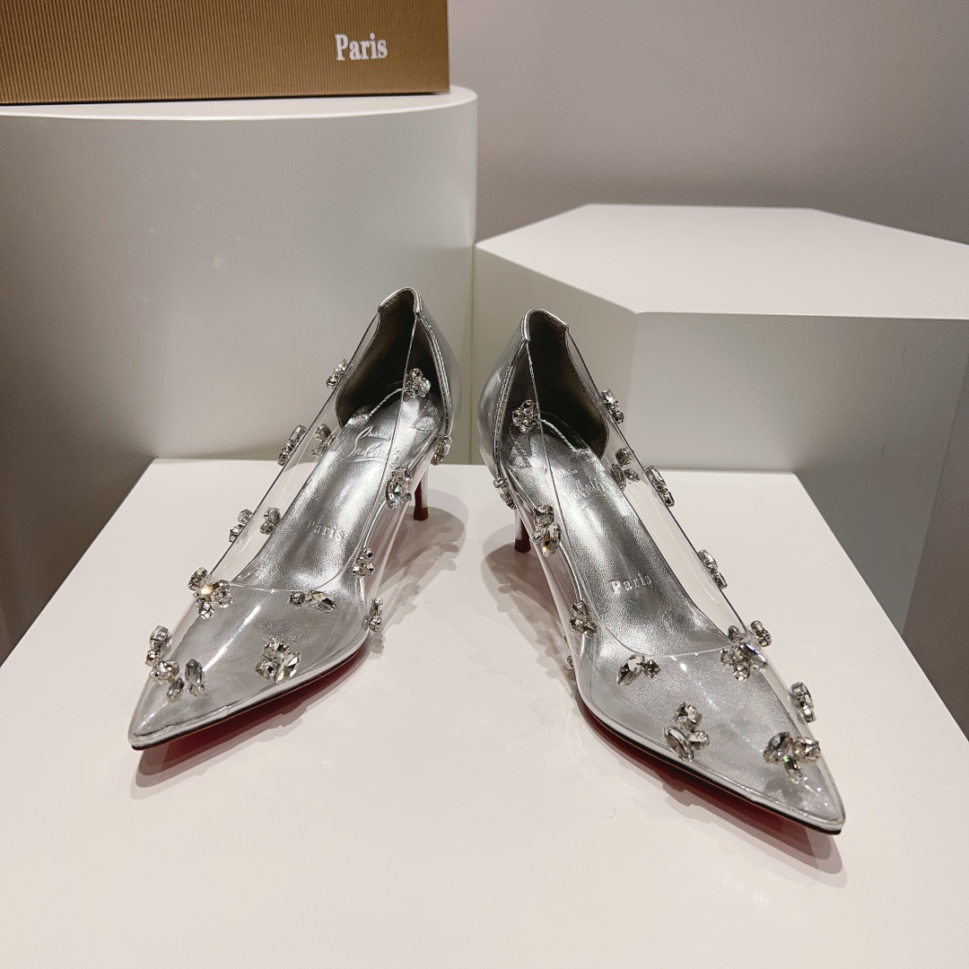 顶级版ChristianLouboutin2023s原版做货重工CL经典DEGRAQUEEN水晶高跟鞋︎