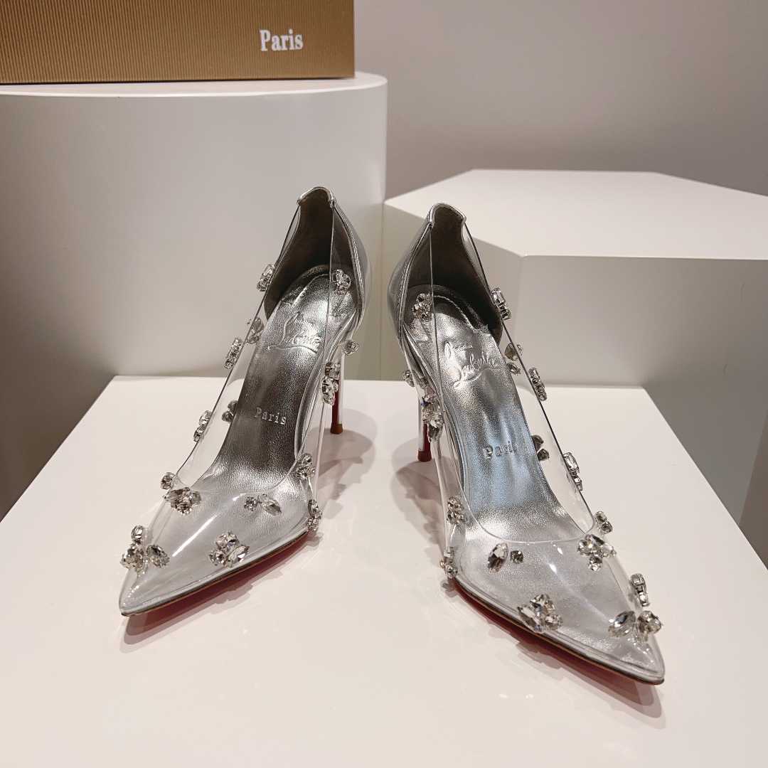 顶级版ChristianLouboutin2023s原版做货重工CL经典DEGRAQUEEN水晶高跟鞋︎