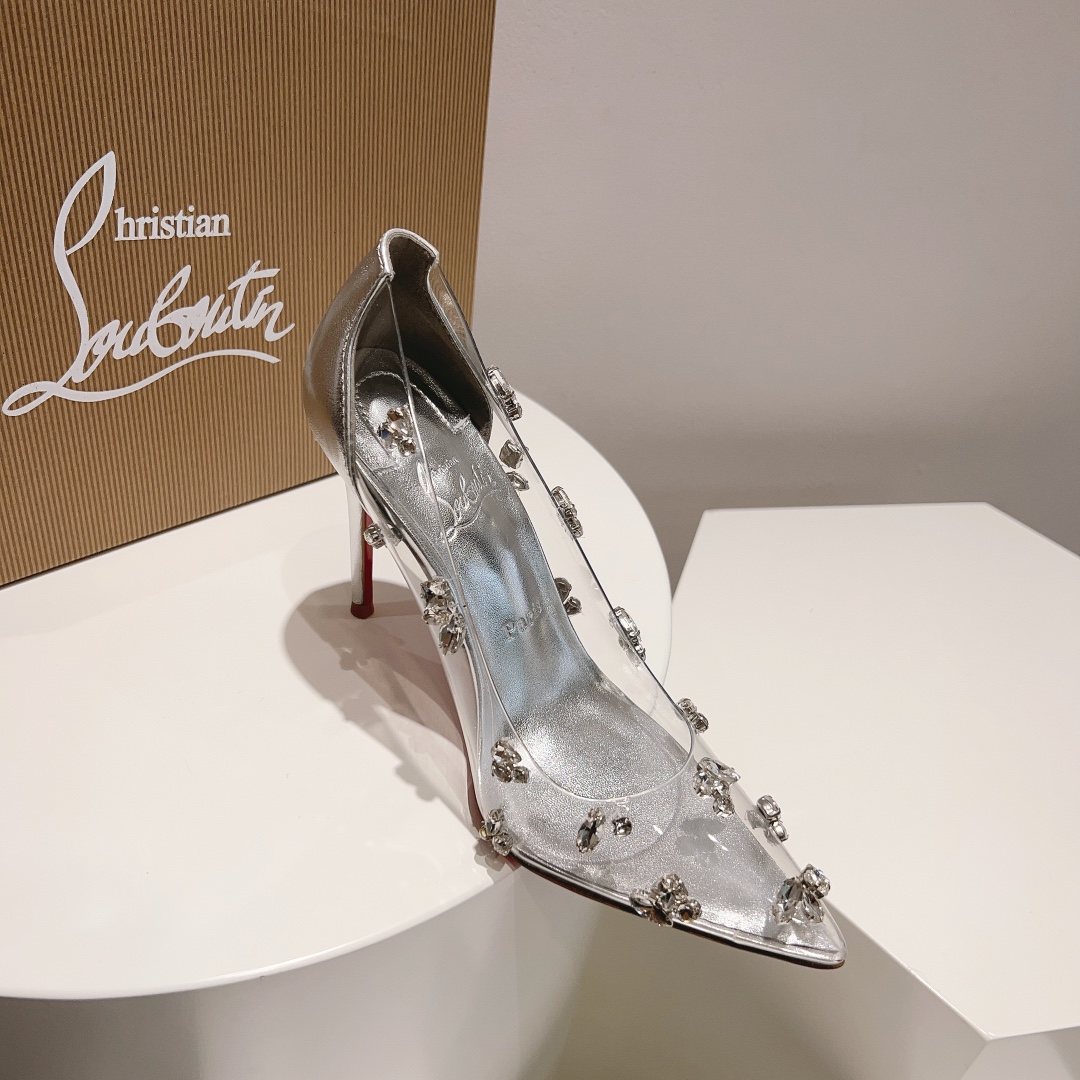 顶级版ChristianLouboutin2023s原版做货重工CL经典DEGRAQUEEN水晶高跟鞋︎