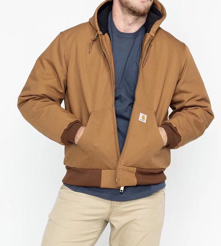 Carhartt Kleidung Mäntel & Jacken Schwarz Khaki Unisex Frauen Gold Hardware Leinwand Baumwolle Frühling/Herbst Kollektion Oberteil mit Kapuze