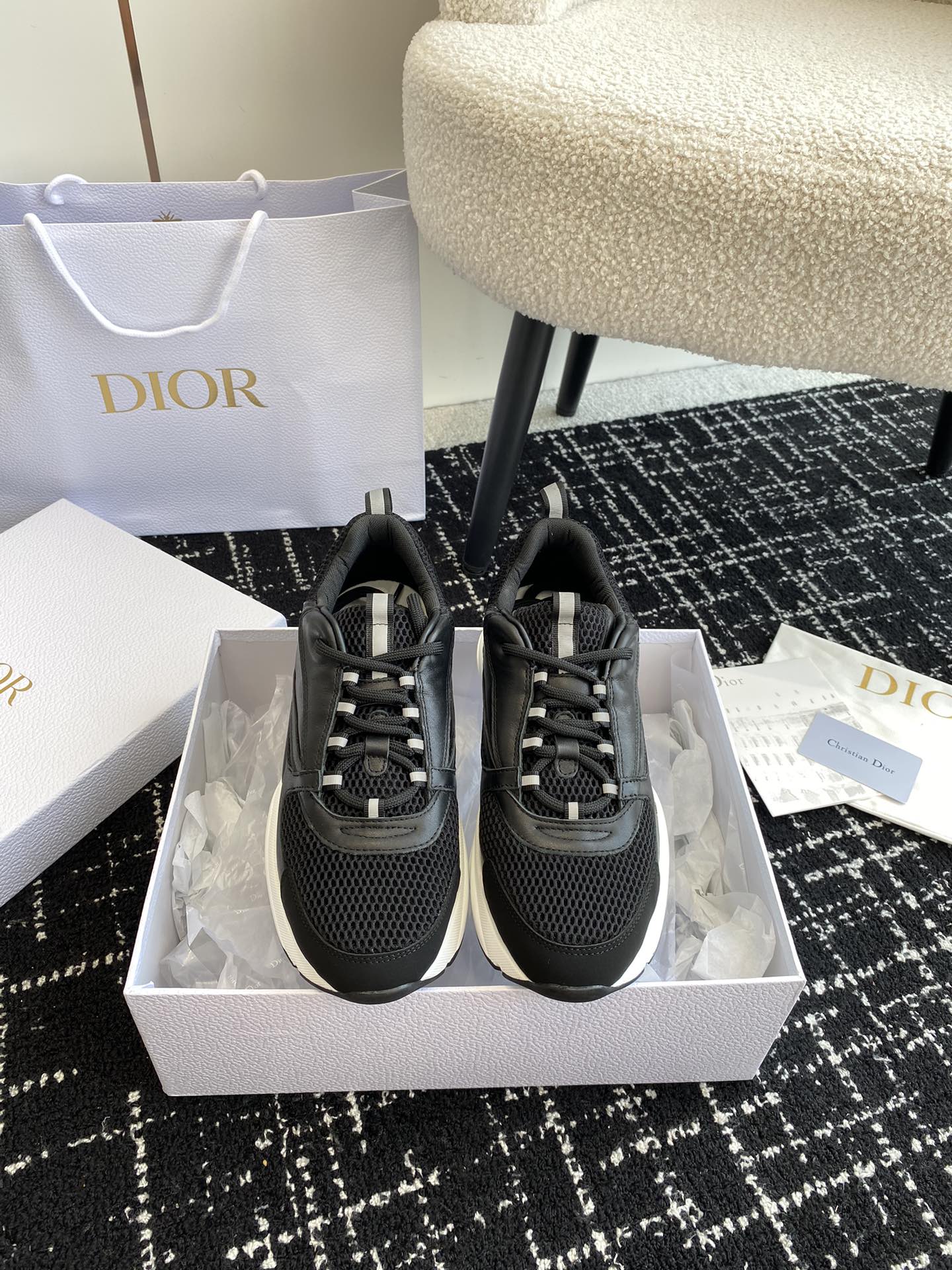 Dior Shoes Sneakers Splicing Unisex Women Men Rubber Fashion Casual